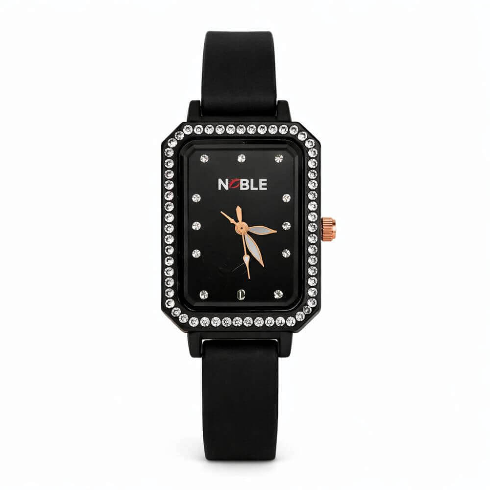 Black Crystal Rose Watch